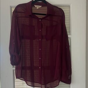 Decree Burgundy Sheer Blouse